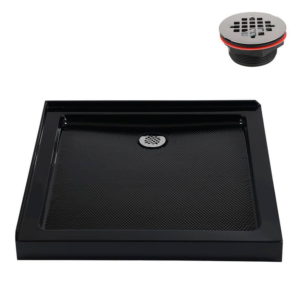 32 in. x 32 in. Corner Acrylic Shower Pan Base in Glossy Black with Right Drain Included price history on PriceWatchPro