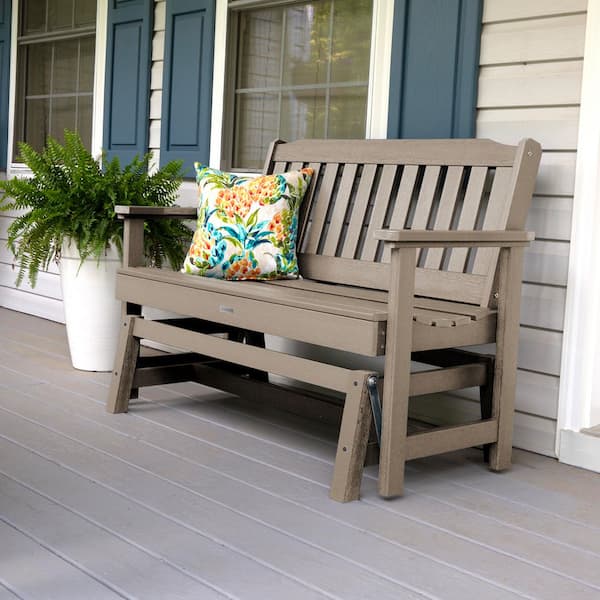 Highwood Lehigh 48 in. 2-Person Woodland Brown Recyled Plastic Outdoor Glider