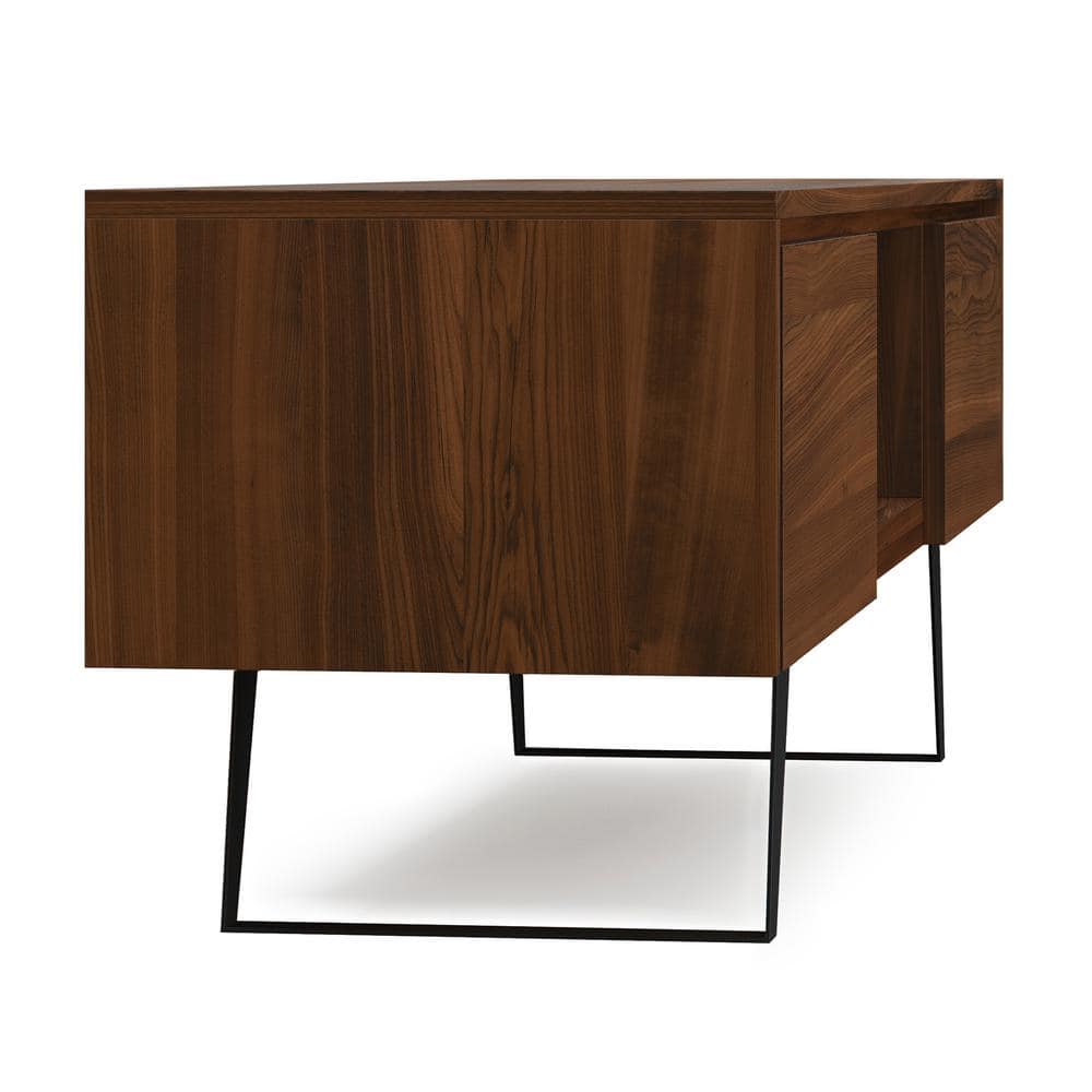Lowry 72 Inch Walnut TV Media Stand with Cabinet