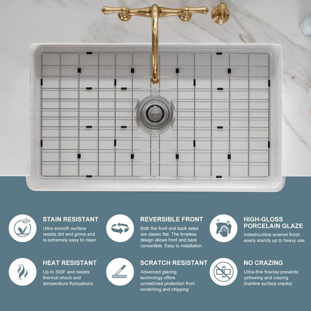 Hadley 30" White Fireclay Farmhouse Kitchen Sink