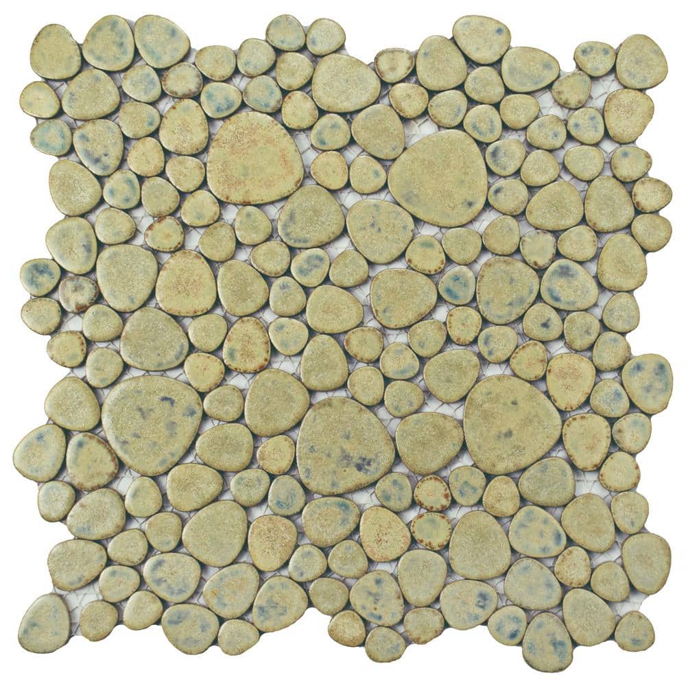 Pebble Green Moss 6 in. x 6 in. Porcelain Mosaic Take Home Tile Sample price history on PriceWatchPro
