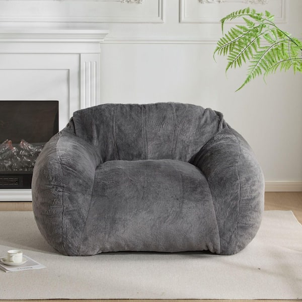 Gray Polyester Bean Bag Chair for Primary Living Space