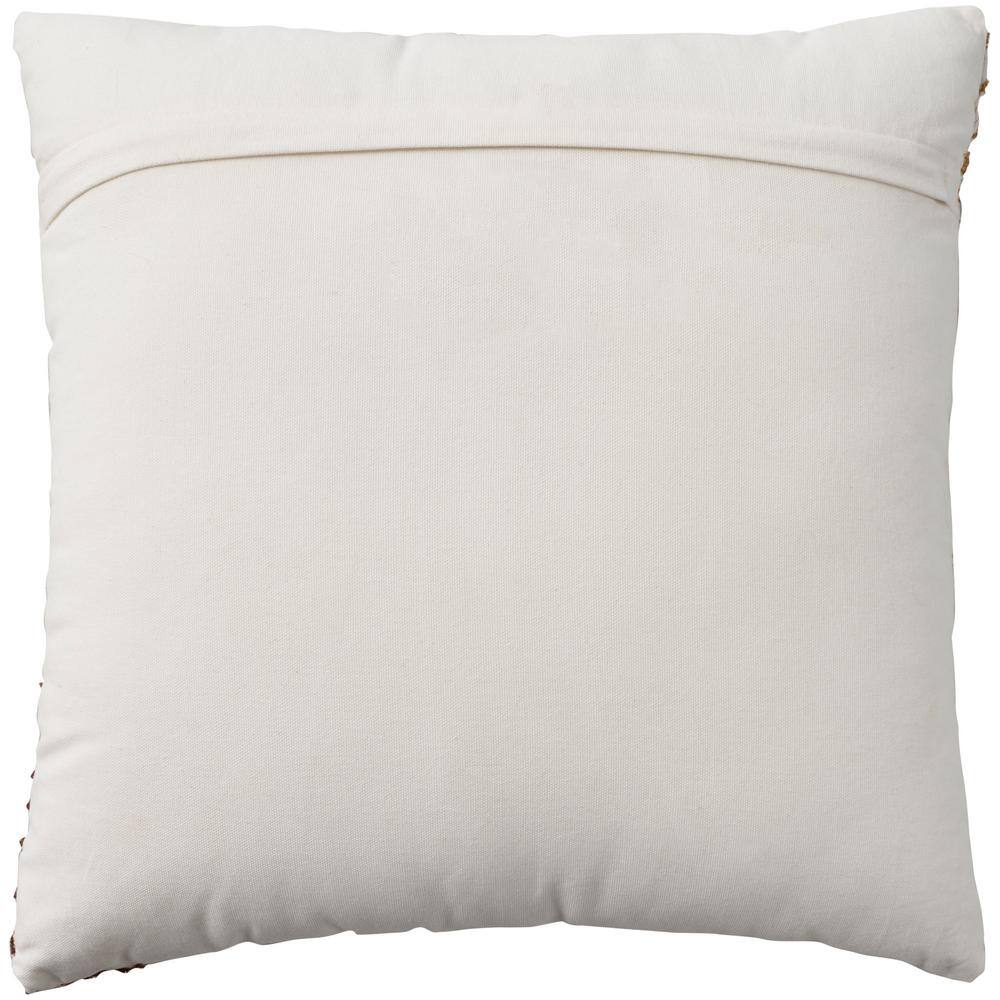 Embroidered Cotton Fan Leaf 18" Square Throw Pillow
