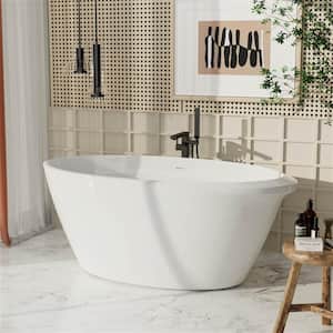 Modern 67 in. Acrylic Freestanding Bathtub Soaking SPA Tub with cUPC Certificated in White