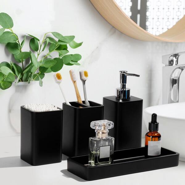 Wudkey 4-Piece Bathroom Accessory Set with Soap Dispenser