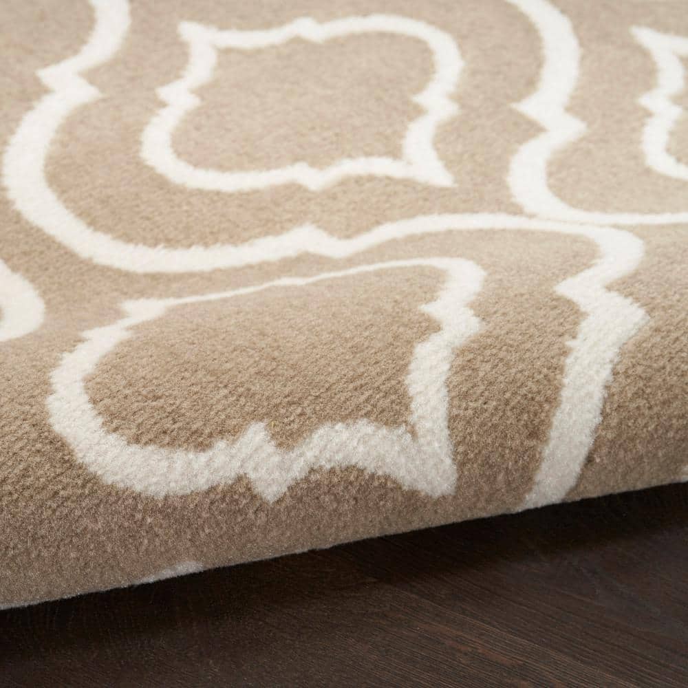 Taupe Synthetic Trellis Rectangular Area Rug 8' x 10'