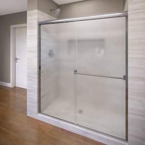 Classic 60 in. x 70 in. Semi-Frameless Sliding Shower Door in Chrome with Obscure Glass