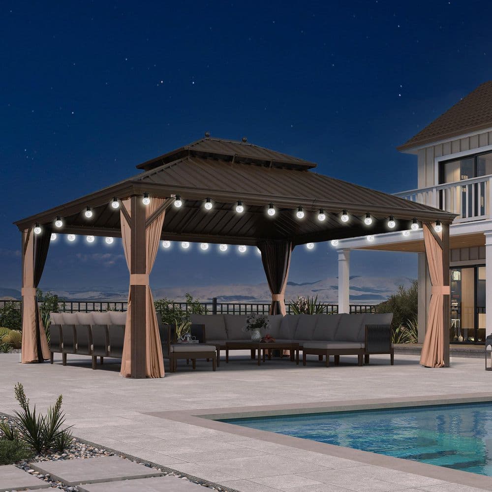 希少！ + Public Possession カーゴビブ Sサイズ PURPLE LEAF 14 ft. x 16 ft. Bronze Patio Outdoor Gazebo for