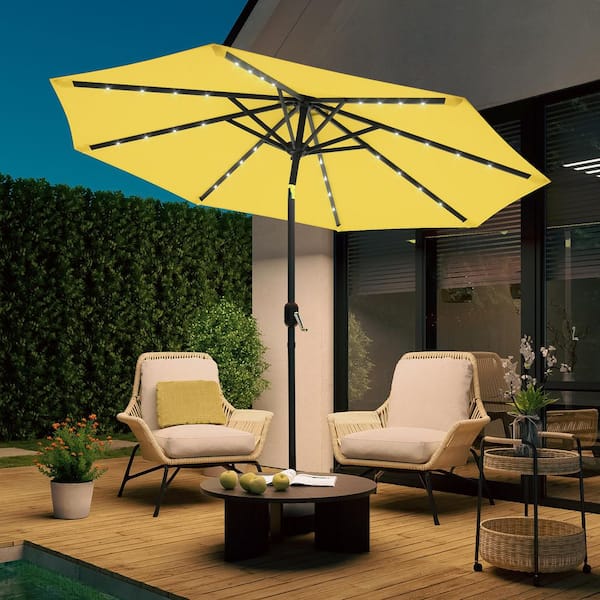 Umbrella Canopy Lighted Patio Table Umbrella 10 Feet Patio Umbrella With  112 Solar Lights And Crank
