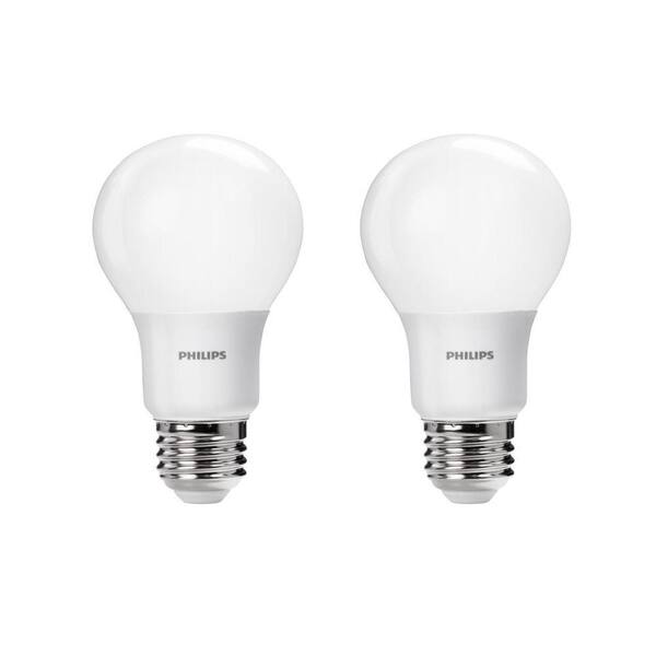 Philips 60-Watt Equivalent A19 Non-Dimmable Energy Saving LED Light Bulb Soft White (2700K) (2-Pack)