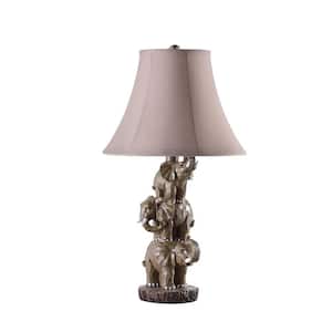 21 in. Wildlife 3 Stacked Elephants Polyresin Table Lamp