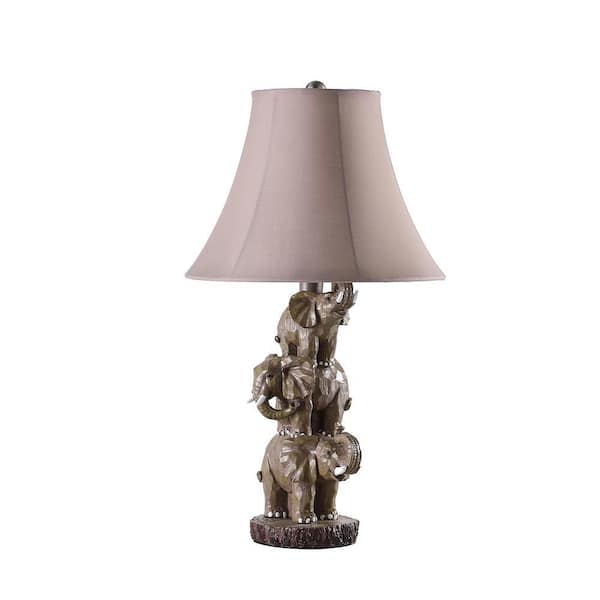 ORE International 21 in. Wildlife 3 Stacked Elephants Polyresin Table Lamp