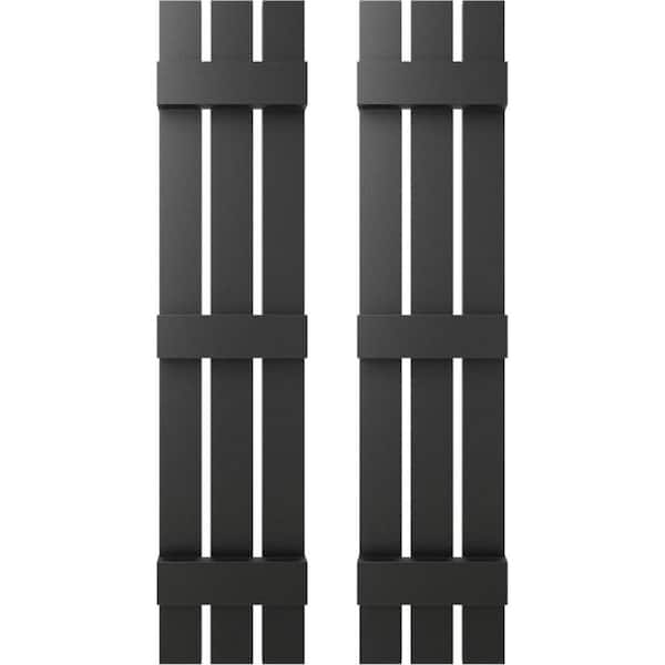 12 in. W x 61 in. H TailorMade Three Board Spaced (3 Batten), Board-n-Batten Shutters - Black