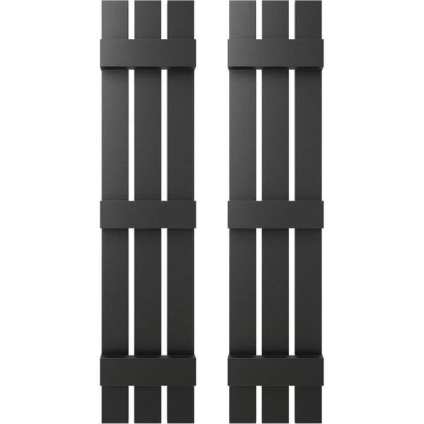 12 in. W x 73 in. H TailorMade Three Board Spaced (3 Batten), Board-n-Batten Shutters - Black