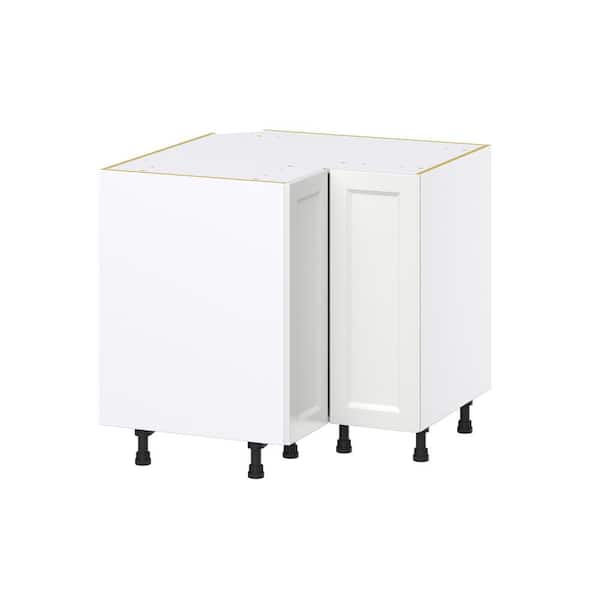 J COLLECTION 36 in. W x 34.5 in. H x 24 in. D Alton Painted White Shaker Assembled Lazy Susan Corner Base Kitchen Cabinet