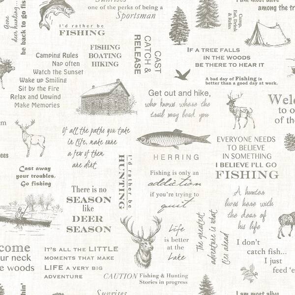 Chesapeake North Hills Off-White Camping Quotes Paper Strippable Wallpaper (Covers 56.4 sq. ft.)