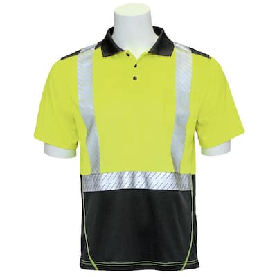9100SBSEG Men's 4X High Visibility Lime Moisture Wicking Polo Shirt