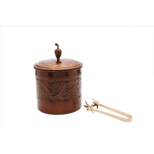 Old Dutch 7.25 in. x 9.75 in. Antique Embossed Heritage Ice Bucket with Brass Tongs