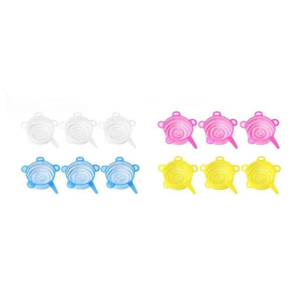 12 Piece Silicone Stretch Lids Set Reusable Durable Leakproof Covers for Pet Food Cans Cups Small Bowls Jars