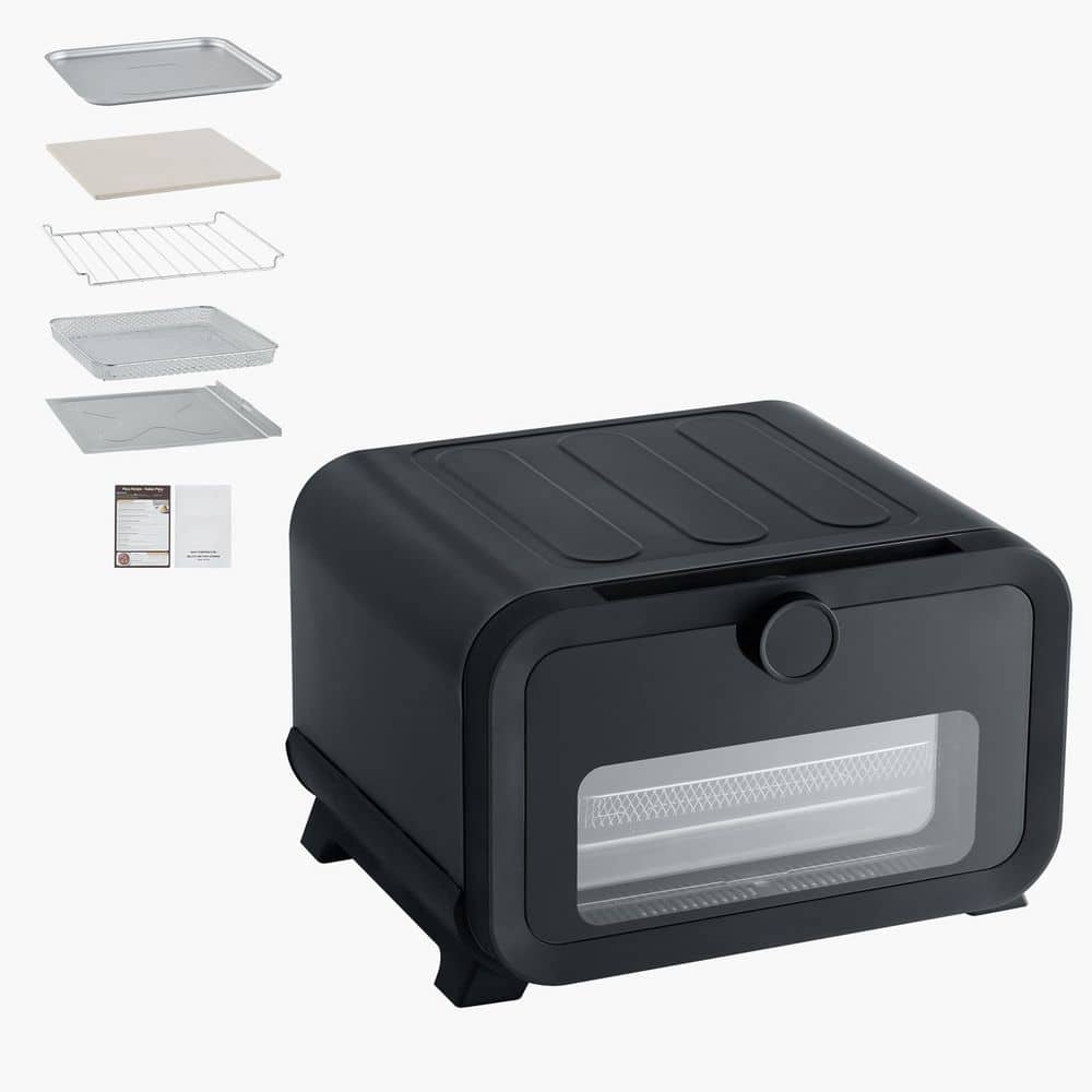 8 Preset Electric Pizza Oven, 12 in., Smart Knob, 750Â°F Max, Air Fry Combo, IPX4 Waterproof, Pizza Stone and Fry Basket