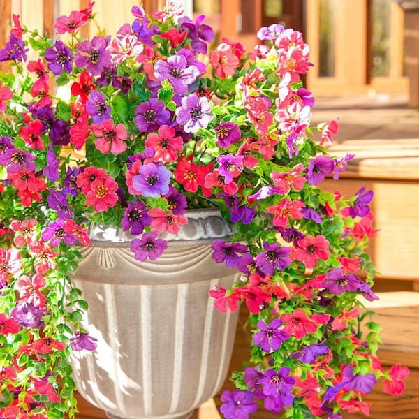 19.3 in. Dark Purple Pink Outdoor Artificial Daisy Flower 2-Pcs