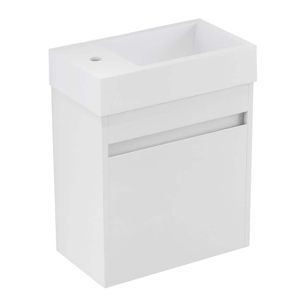 JimsMaison 18 in. W x 10 in. D x 23 in. H Bath Vanity Set in White ...