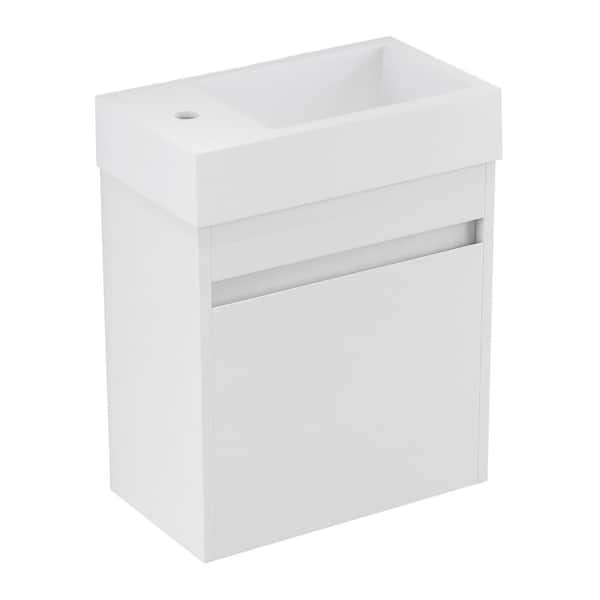 JimsMaison 18 in. W x 10 in. D x 23 in. H Bath Vanity Set in White Straight Grain with White Vanity Top with White Basin