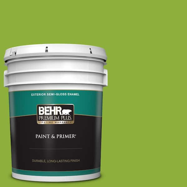 BEHR PREMIUM PLUS 5 gal. #420B-6 New Green Semi-Gloss Enamel Exterior Paint & Primer