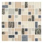 Royal Glaze Cream 11.875 in. x 11.875 in. Square Mixed Glass and Metal Mosaic Tile (0.979 sq. ft./Each)