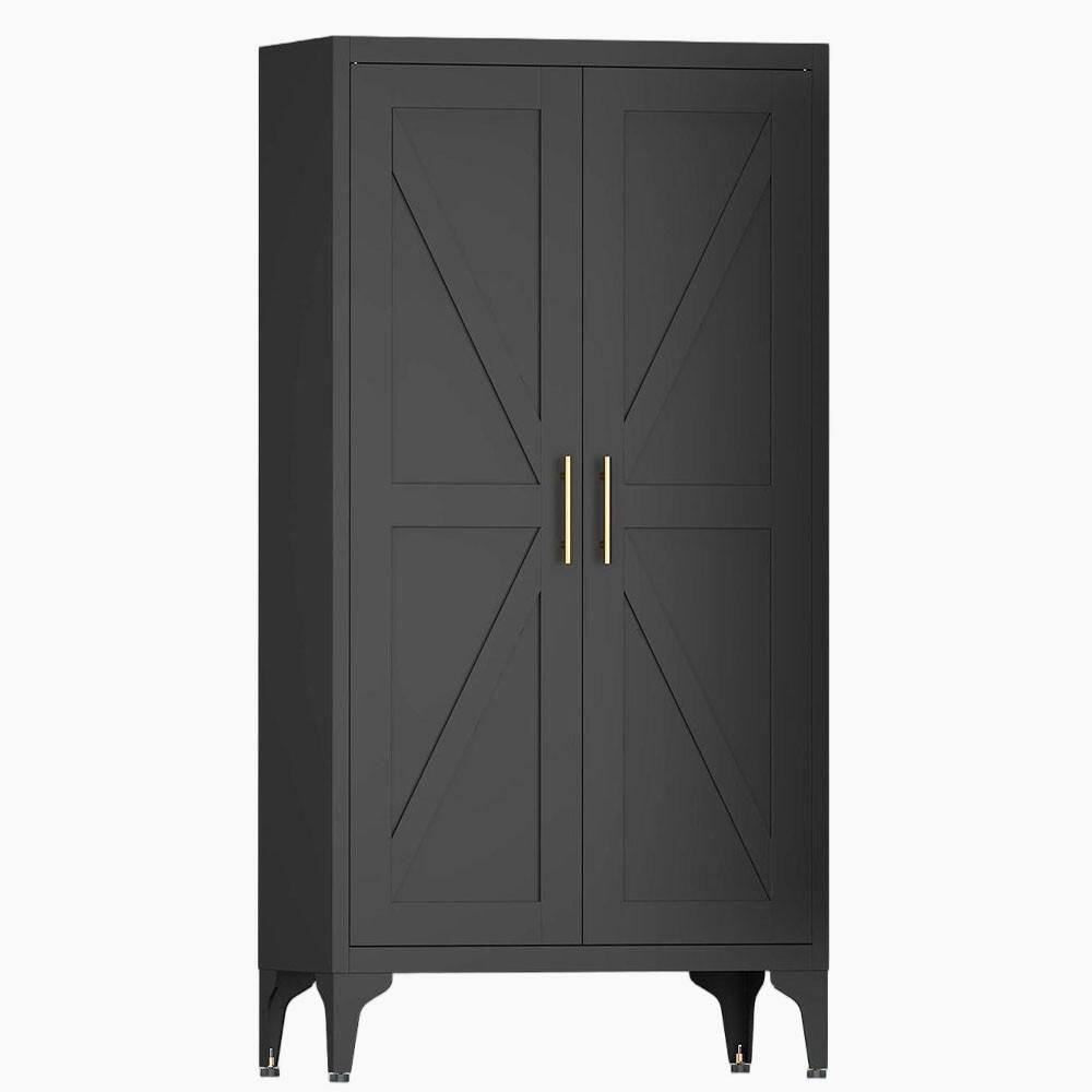 2 Doors Metal Storage Cabinet, Kitchen Pantry Cabinet With Adjustable Shelves For Kitchen, Living Room in Black price history on PriceWatchPro