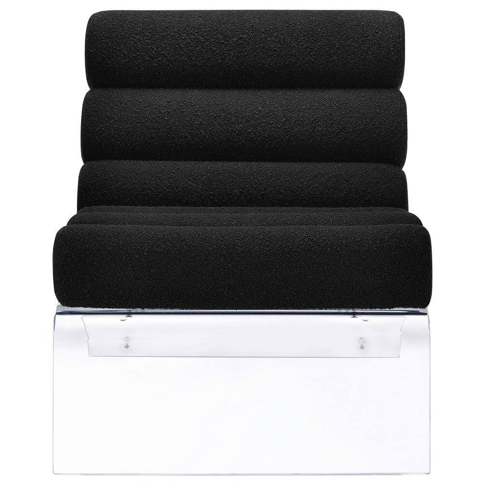 Black Bouclé Upholstered Accent Chair with Clear Acrylic Frame