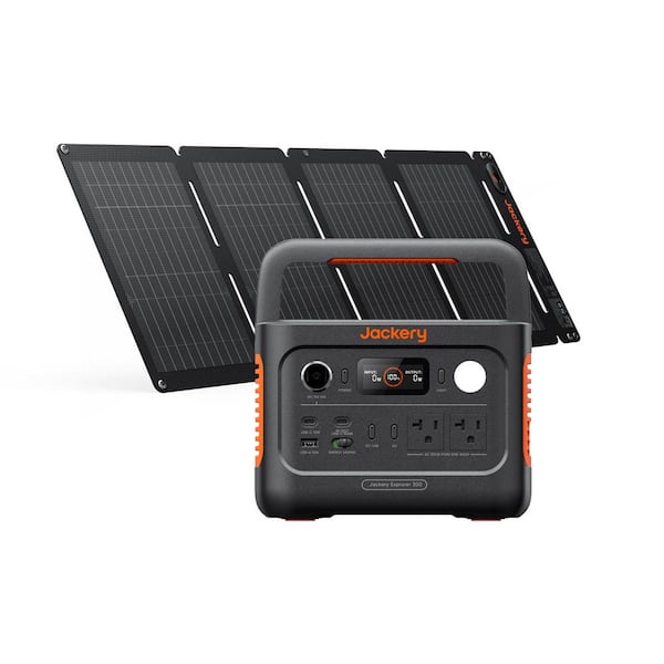 300W/600W Peak Push Button Start Solar Generator 300 v2 w/1 40Wair Solar Panel for Outdoors and Camping