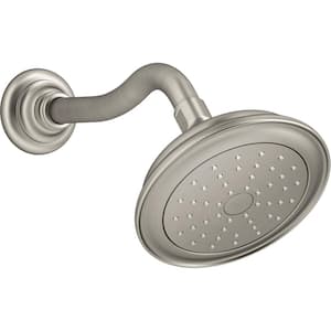 Artifacts 1-Spray 6 in. Single Wall Mount Fixed Rain Shower Head in Vibrant Brushed Nickel