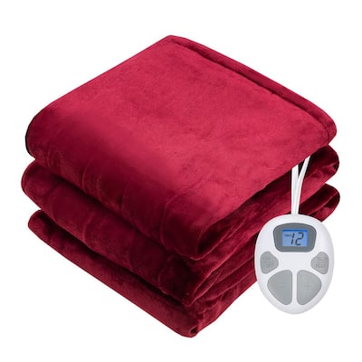 Red Flannel 62 in. x 84 in. Heated Electric Throw Blanket with 10 Heating Levels