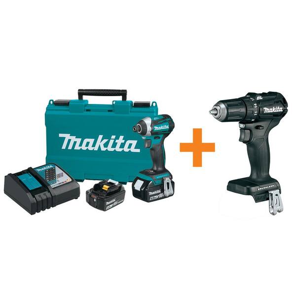 Makita 18-Volt Lithium-Ion Brushless 1/4 in. Impact Driver Kit with Bonus Sub-Compact BL 1/2 in. Driver-Drill (Tool-Only)