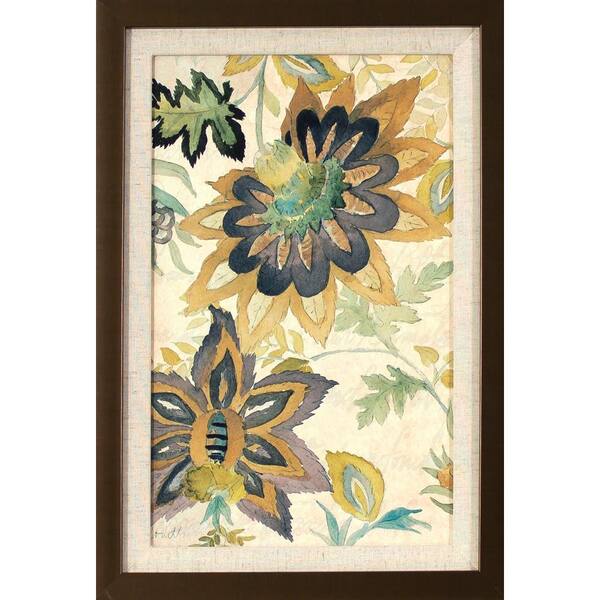 Decor Therapy 18.5 in. x 12.5 in. Damask Florals Printed Framed Wall Art