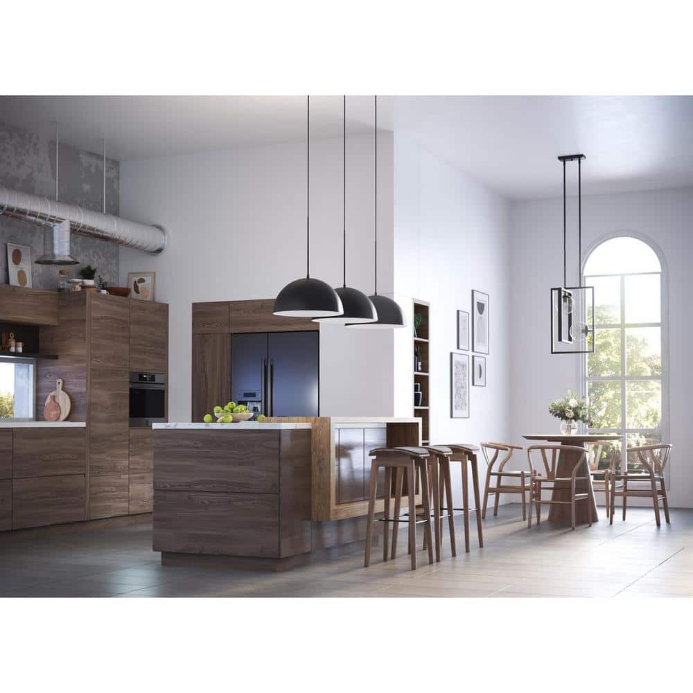Perimeter Collection 15-3/4 in. 1-Light Matte Black Mid-Century Modern Pendant with Metal Shade price history on PriceWatchPro