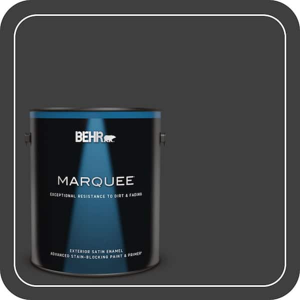 BEHR MARQUEE 1 gal. Black Satin Enamel Exterior Paint & Primer