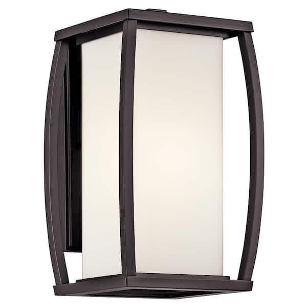KICHLER Bowen 13 in. 1-Light Architectural Bronze Outdoor Hardwired Wall Lantern Sconce with No Bulbs Included (1-Pack)