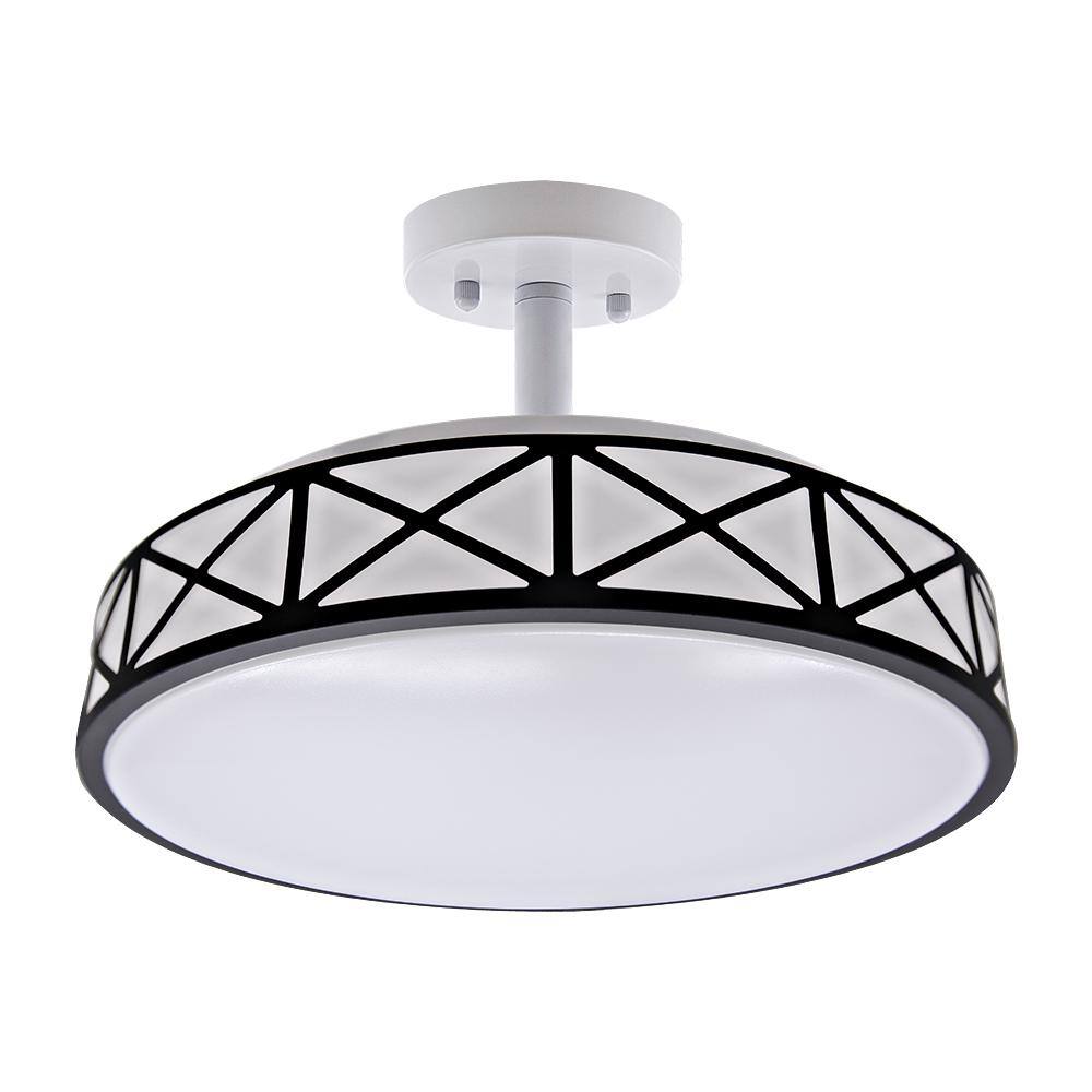 14 in. Black 3CCT LED Semi Flush Mount Ceiling Light with Plastic Shade, Dimmable price history on PriceWatchPro