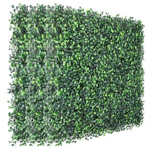 24- Pieces 20 in. x 20 in. Square Artificial Grass Wall Panels Faux Boxwood Hedge Greenery Wall for Indoor/Outdoor Decor