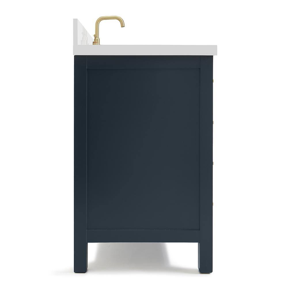 Midnight Blue Shaker Style 49" Vanity with White Quartz Top