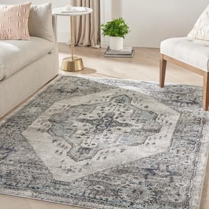 American Manor Grey 4 ft. x 6 ft. Bordered Traditional Area Rug