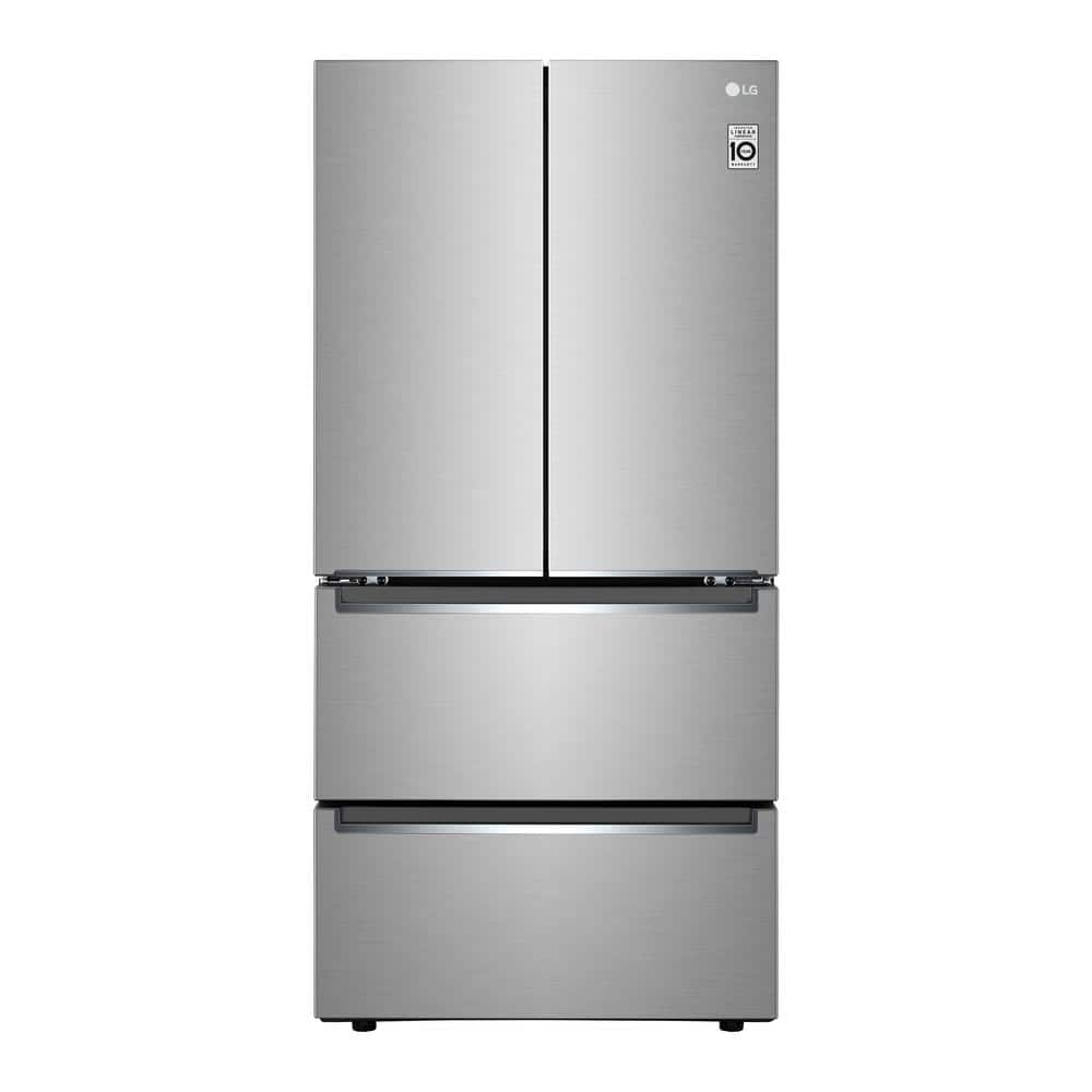 LG 33 in. W. 19 cu.ft. Counter Depth French Door Refrigerator with Door Cooling + in Stainless Steel, Silver