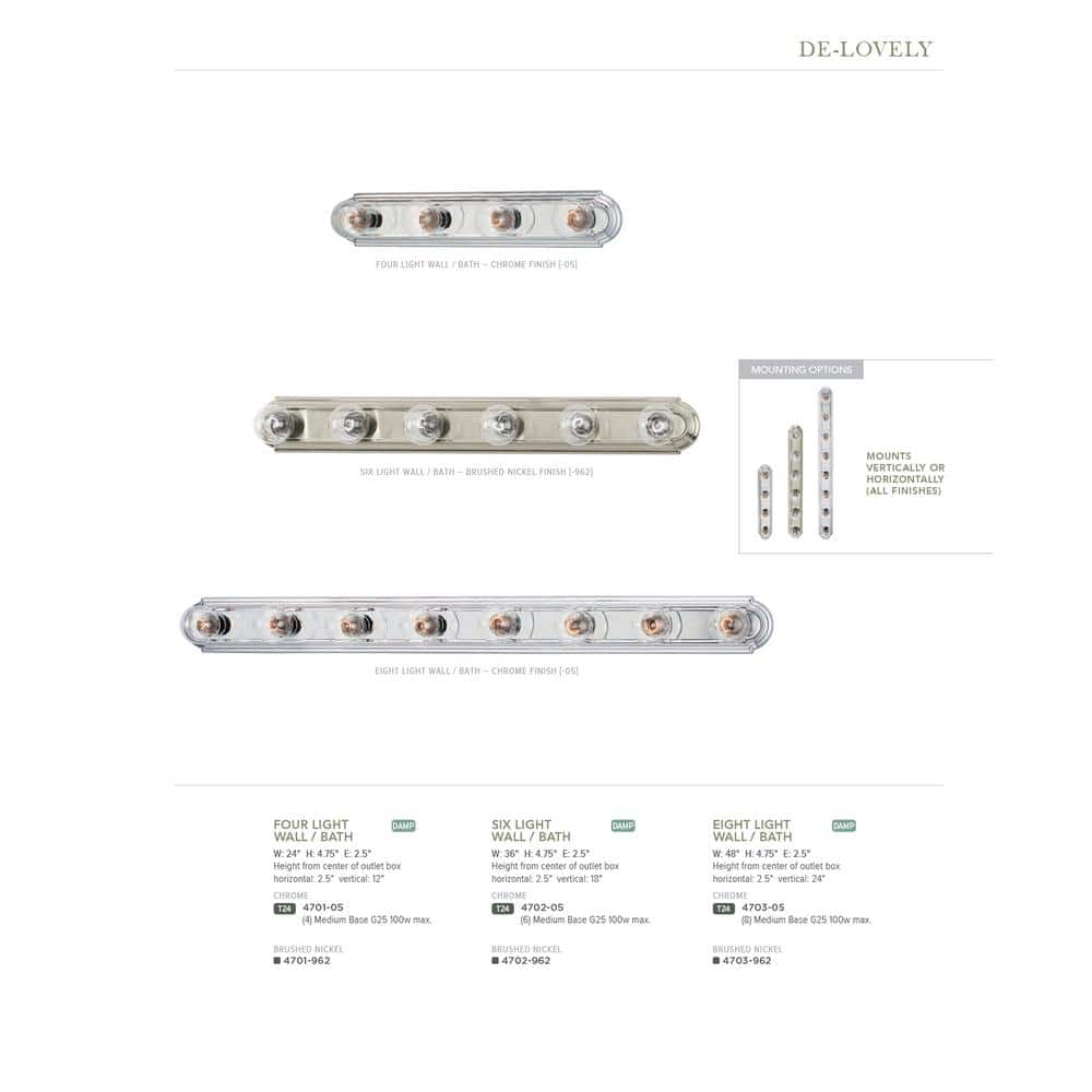 Chrome 4-Light Dimmable Wall Bath Fixture