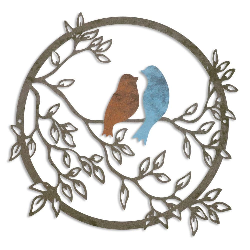 1-Piece Silhouette Bird Art Decor 11.8 in. x 11.8 in. Metal Work, Vivid Col