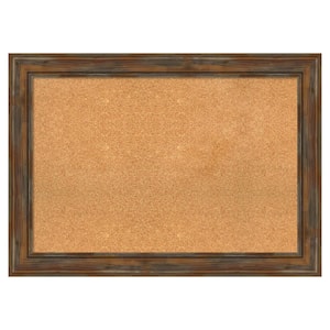 Alexandria Rustic Brown Wood Framed Natural Corkboard 42 in. x 30 in. Bulletin Board Memo Board