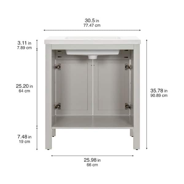 Glacier Bay Foxglade 31 in. Single Sink Light Gray Bath Vanity