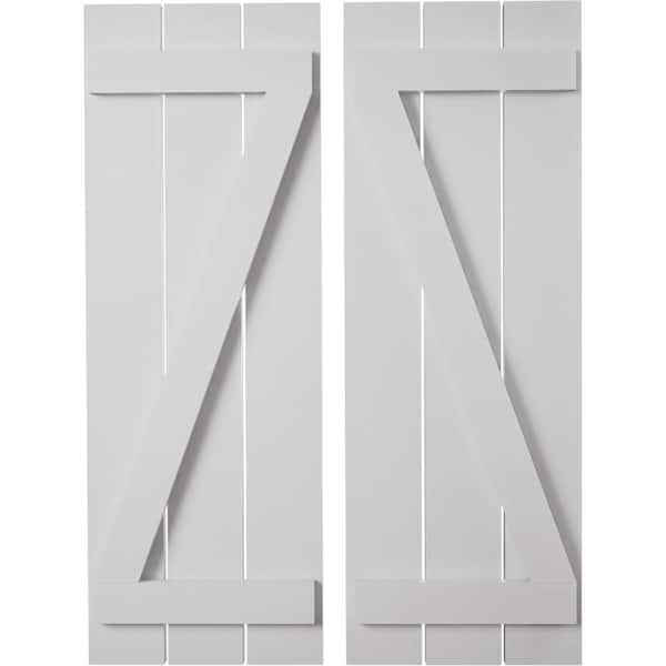 Ekena Millwork 17.5 in. x 32 in. Timberthane Polyurethane 3-Board Spaced Board-n-Batten Smooth Faux Wood Shutters w/Z-Board Pair