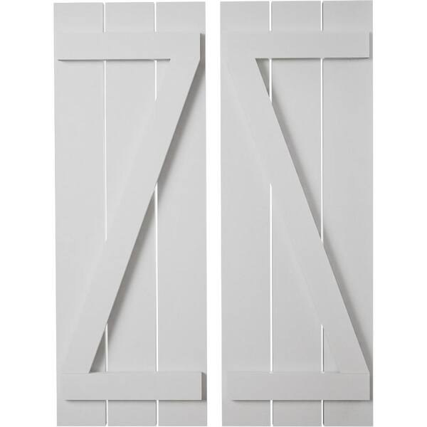 Ekena Millwork 17.5 in. x 90 in. Timberthane Polyurethane 3-Board Spaced Board-n-Batten Smooth Faux Wood Shutters w/Z-Board Pair